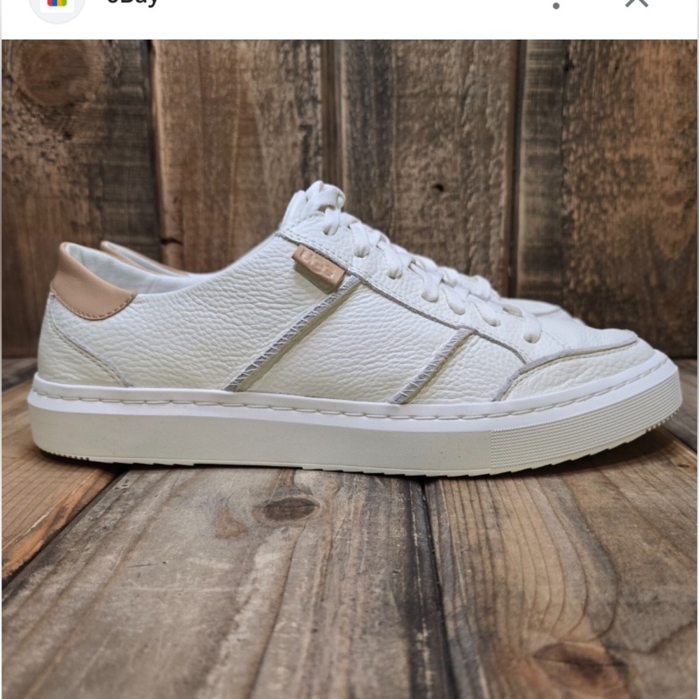 UGG Alameda White and Tan Leather Sneakers
